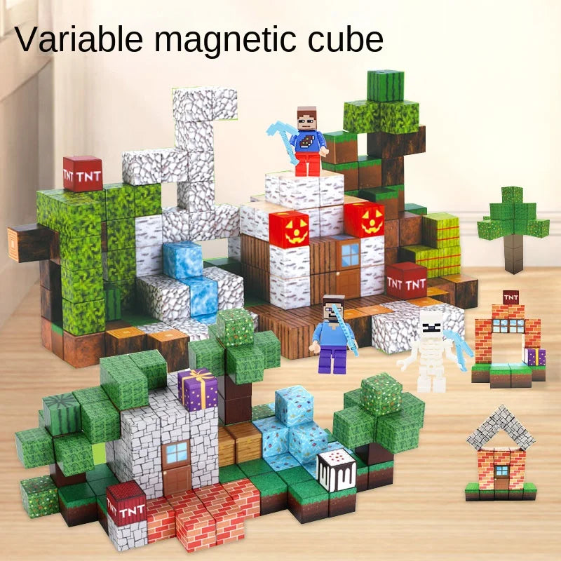 Magnetic Blocks to Build , Magnet World Set for Boys Girls, Sensory Construction Toys for Toddlers Christmas Gifts