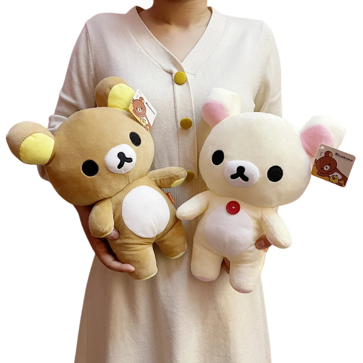 Strawberry Rilakkuma Plush Toy Cute Soft Teddy Bear Stuffed Doll Cartoon White Brown Couple Friends Birthday Gift for Kids