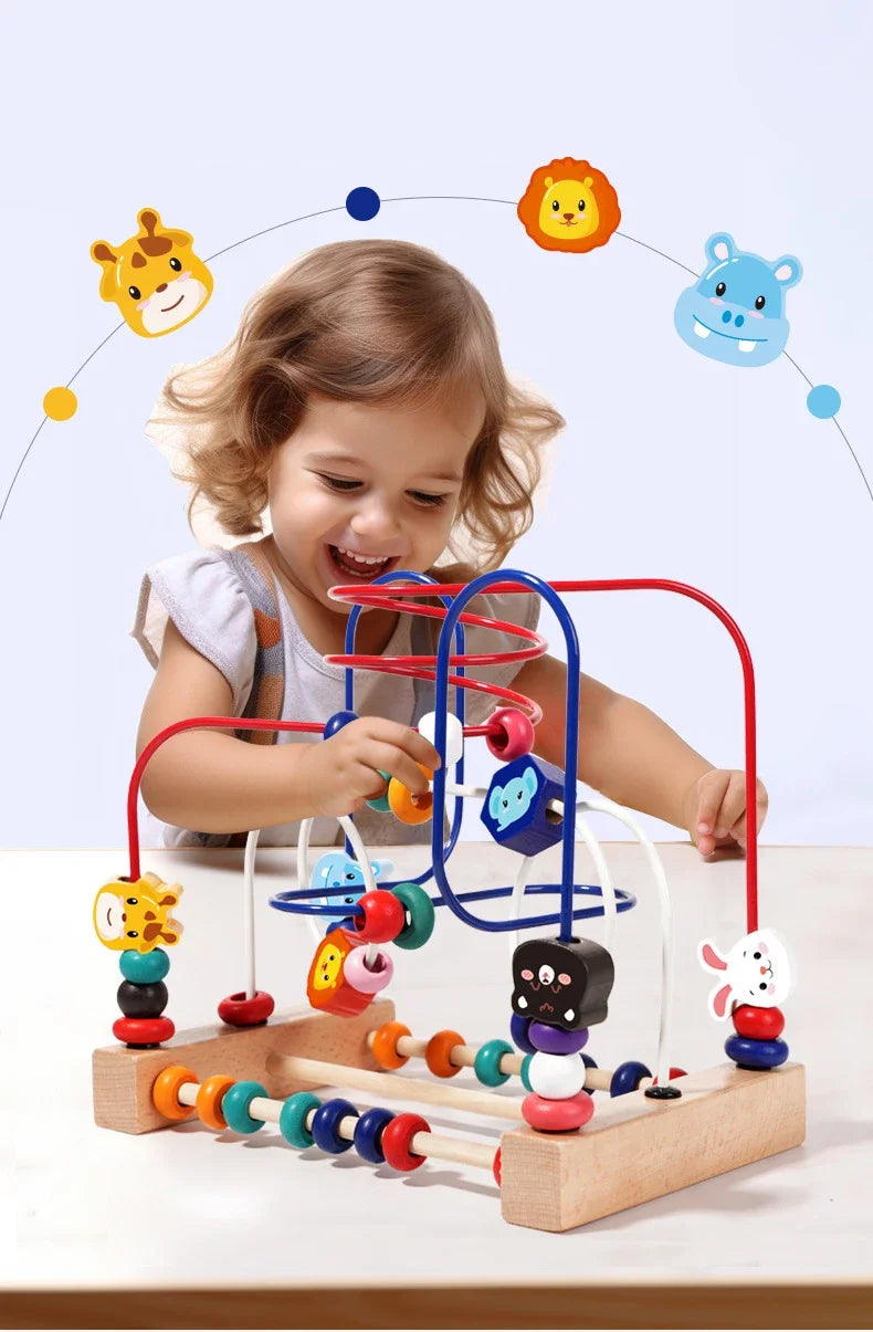 Montessori Baby Toys Wooden Roller Coaster Bead Maze Toddler Early Learning Educational Puzzle Math Toy for Children