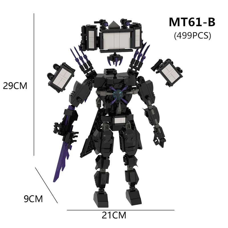 Skibidi Toilet Building Blocks Set Gold Clock Man With Sword Guitor Speaker Man Titan Computer Man Toys For Boys Xmas Gifts