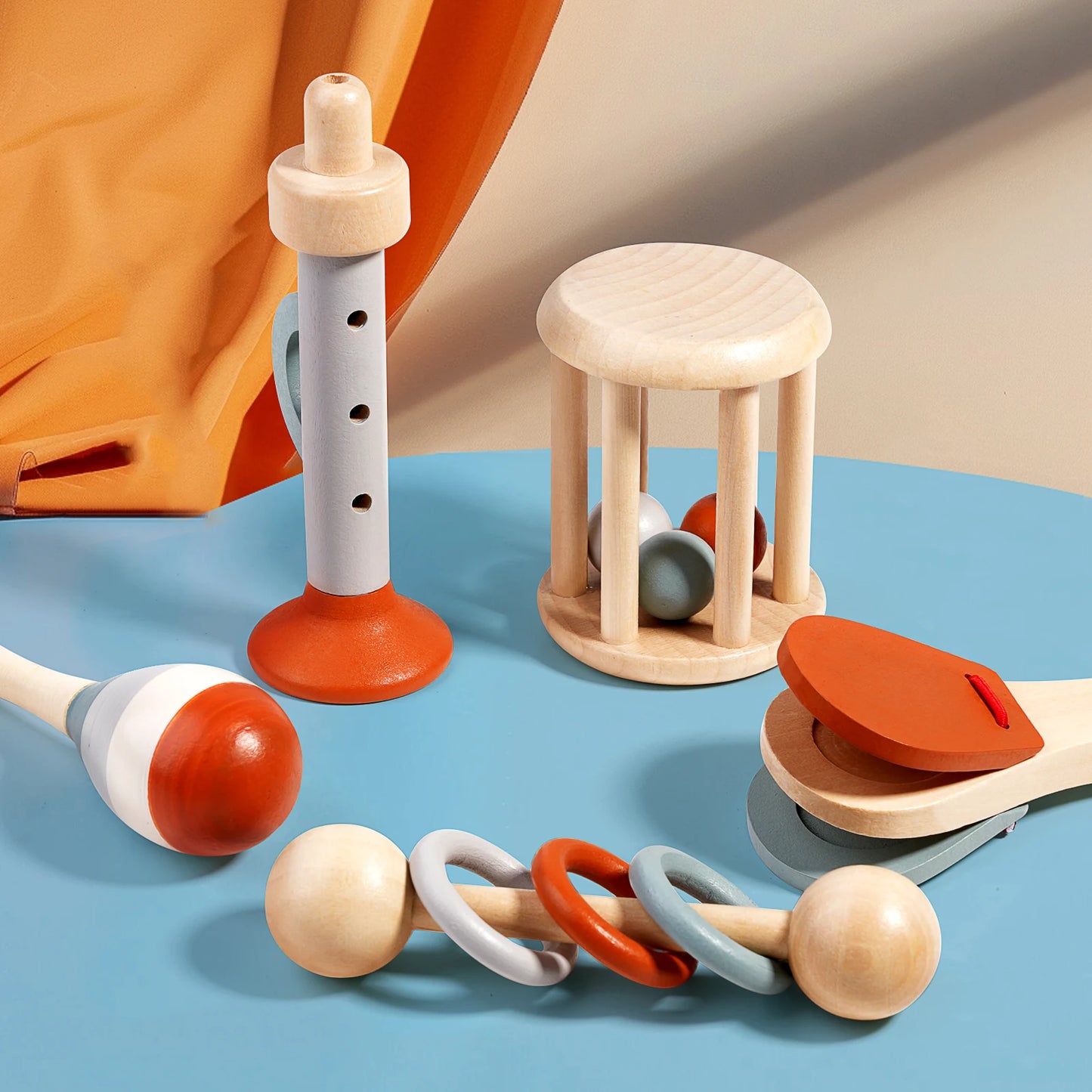 Baby Handheld Bell, Ringing Instrument, Soothing Bed Bell, Wooden Gripping, TOY