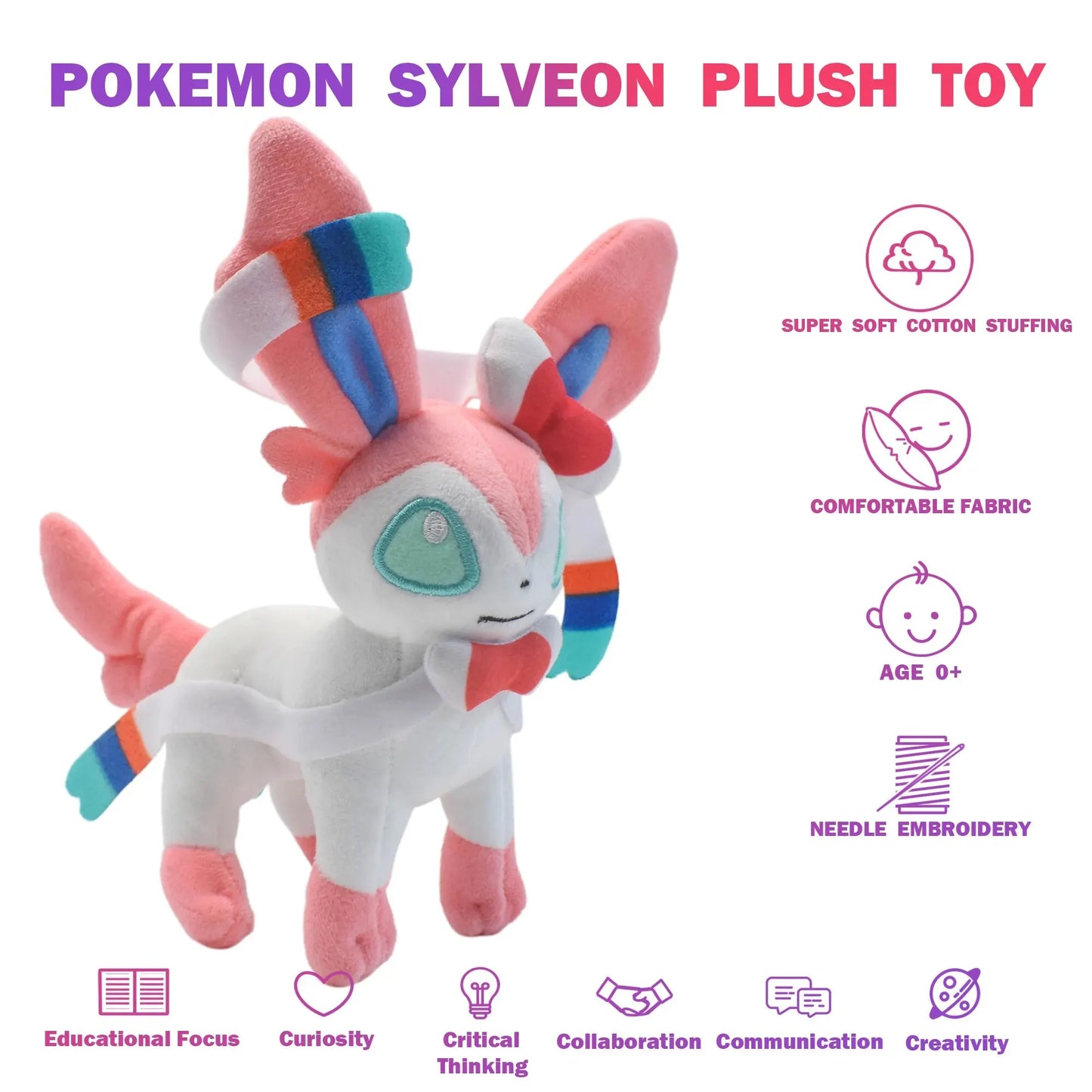 POKEMON Leafeon Vaporeon Glaceon Sylveon Espeon Umbreon Vaporeon Sylveon Plush Toys Game for Collectible Gift,Soft Plushies Stuffed