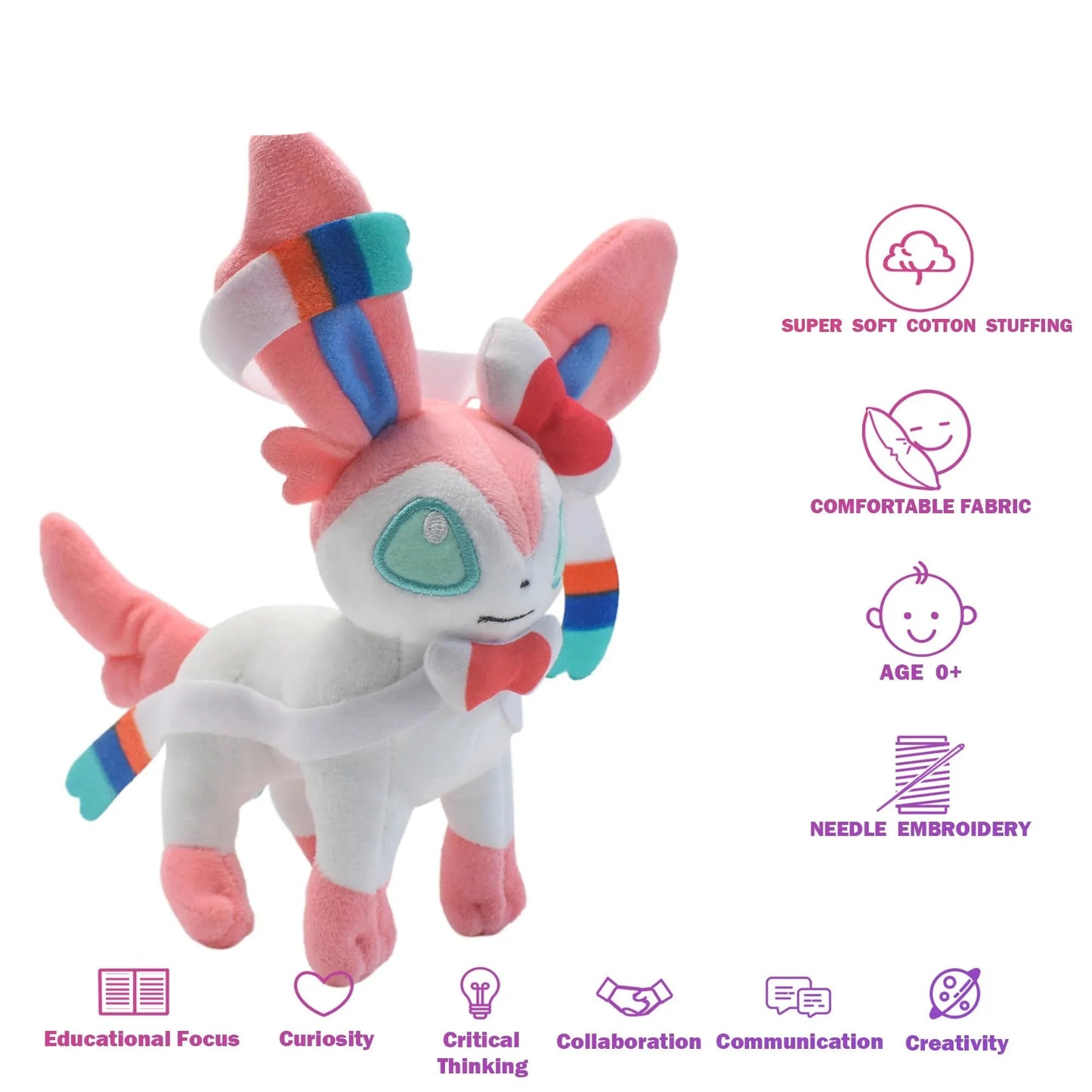 POKEMON Leafeon Vaporeon Glaceon Sylveon Espeon Umbreon Vaporeon Sylveon Plush Toys Game for Collectible Gift,Soft Plushies Stuffed