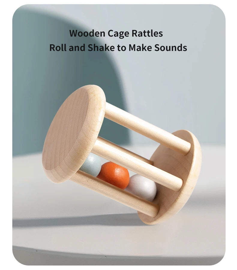 Baby Handheld Bell, Ringing Instrument, Early Childhood Education, Soothing Bed Bell, Wooden Gripping, Chewing Toy