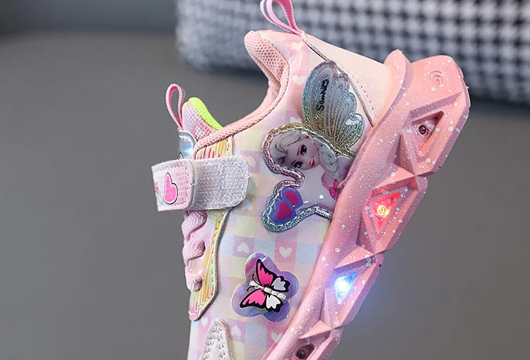 Elsa Princess Frozen Movie Baby Girls LED Lighting Sneakers