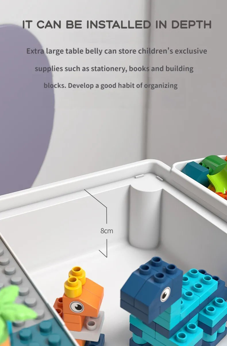 ToylinX Children's Building Blocks Table Desk and Chairs Set Kids Activity Table, Building Blocks Table Toy Gift for Toddlers