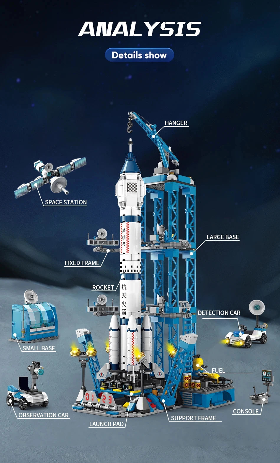 Space Rocket Launching Model Building Blocks City Aerospace Space Station Shuttle Ship Astronaut Bricks Toys Children