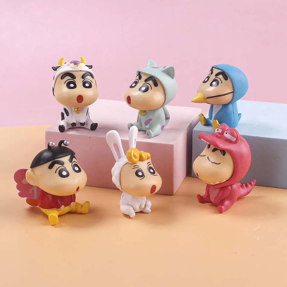 Crayon Shin Chan Action Figure 6Pcs/Set Cartoon Japanese Kawaii Figurines Collectibles Movie Peripheral Toy Gifts for Children