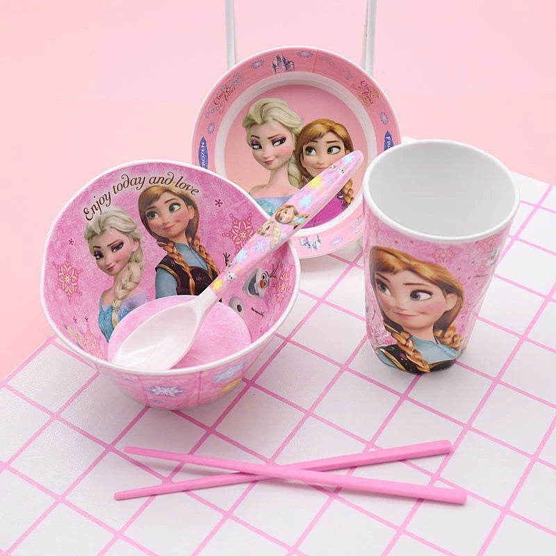 FROZEN MOVIE Elsa Anna Olaf cartoon children's bowl and spoon set personalized creative animation movie anti-fall tableware wholesale