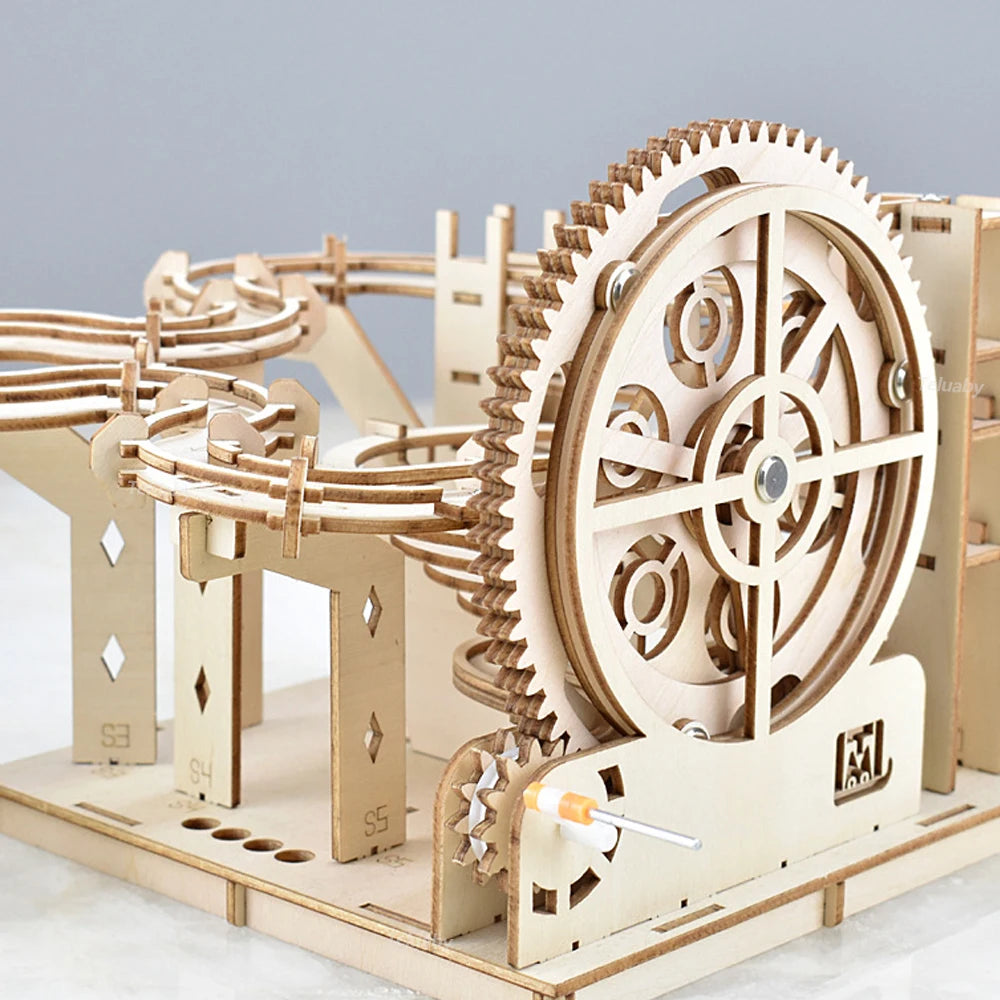 Marble Run 3D Wooden Puzzle DIY Mechanical Model Building Kits
