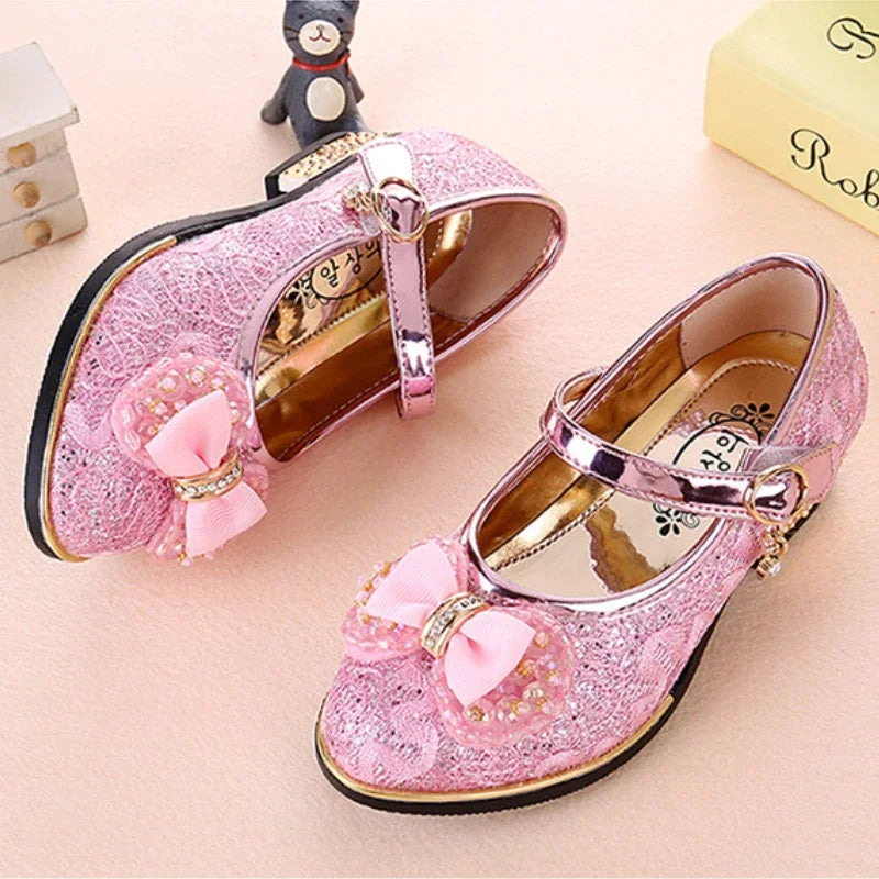 Bowknot princes Girls Leather Shoes for party weddings
