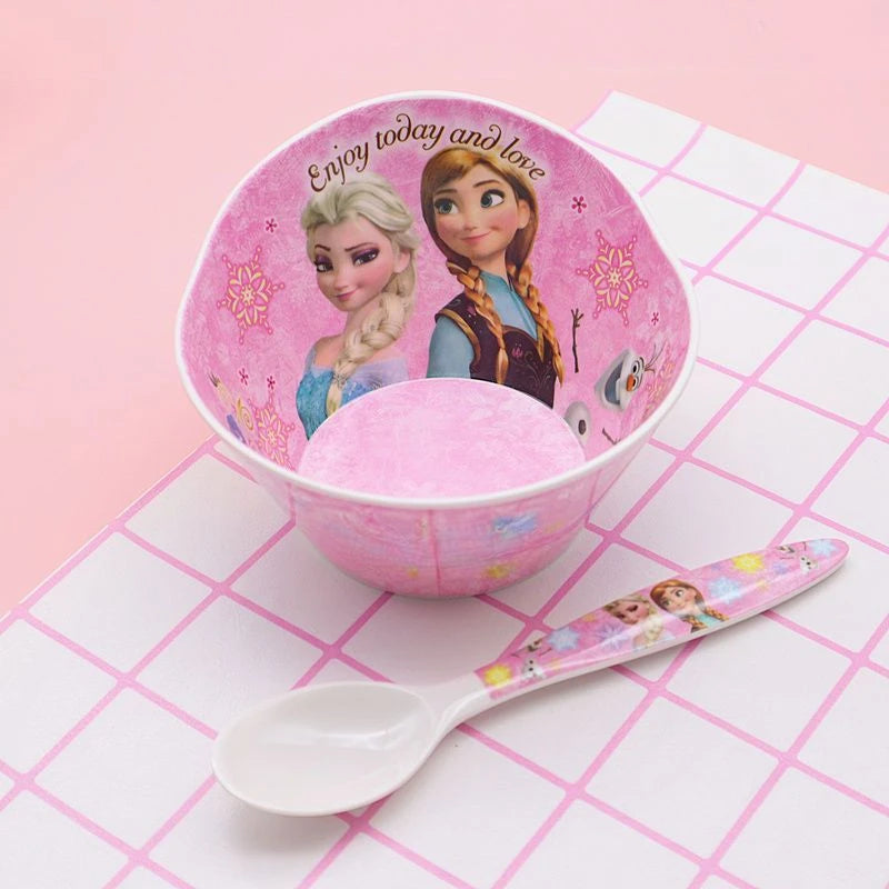 FROZEN MOVIE Elsa Anna Olaf cartoon children's bowl and spoon set personalized creative animation movie anti-fall tableware wholesale