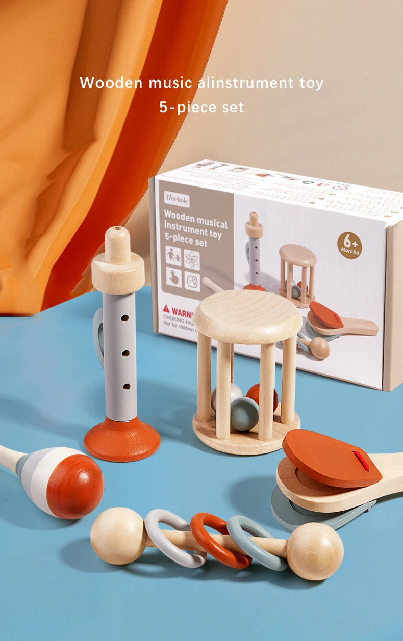 Baby Handheld Bell, Ringing Instrument, Early Childhood Education, Soothing Bed Bell, Wooden Gripping, Chewing Toy