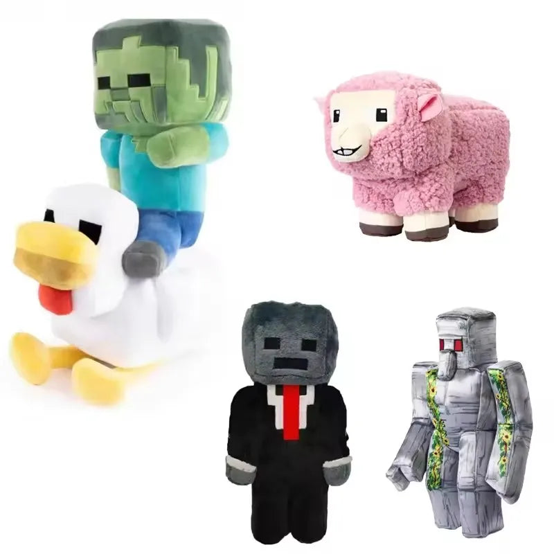 MINCREAFT MOVIE My World Chicken Jockey Plush Cute Pink Sheep Plushie Movie Peripherals Stuffed Pillow Soft Decor Doll Toy Children's Gift