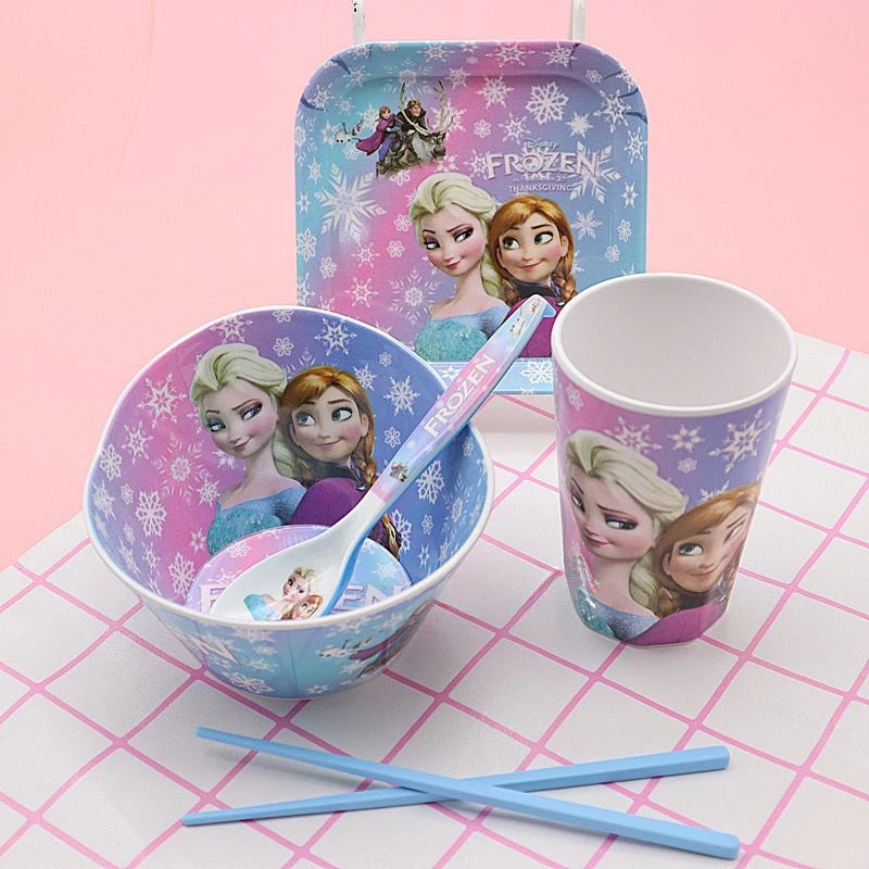 FROZEN MOVIE Elsa Anna Olaf cartoon children's bowl and spoon set personalized creative animation movie anti-fall tableware wholesale