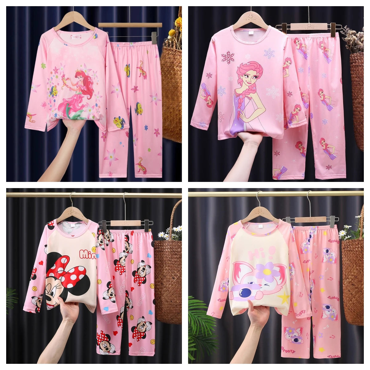 Disney mini mouse Girl's Pink Nightwear Pajama Suits