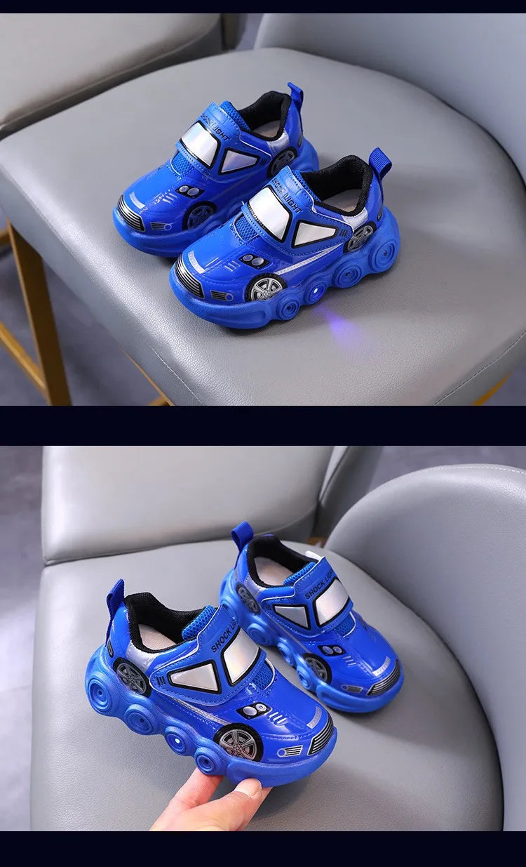 Luminous Kids Race car themed Casual Sneakers