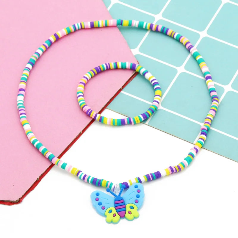 2pcs/Set Clay Beads Necklace Bracelet