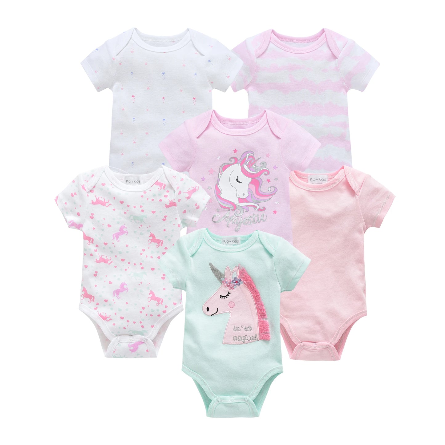 3/6 Pcs Newborn Short Sleeve Bodysuits