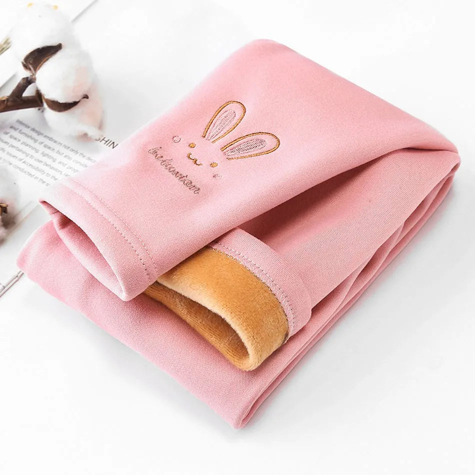 Girl's Thermal Leggings with rabbits print