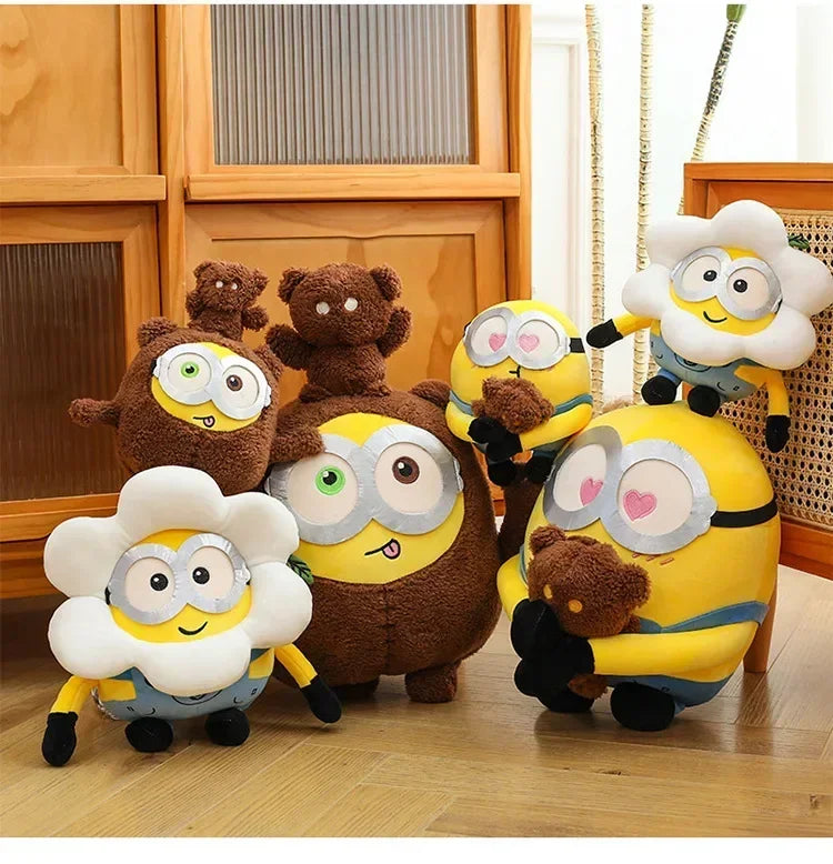 Movie Minions Plush Bob+Tim Series Bob Holding Tim Bear Doll High Quality Cute Animal Toys Christmas Gifts