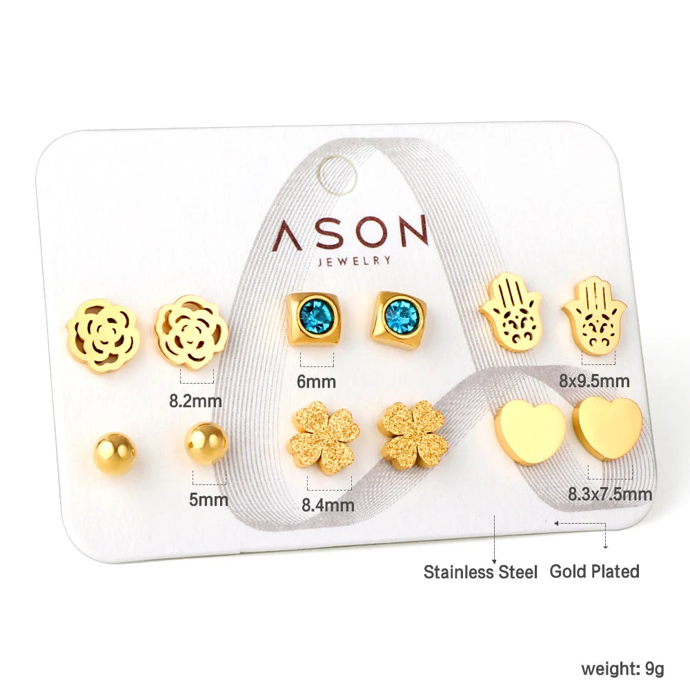 6 Pairs Of Fashion Earrings Set For Girls