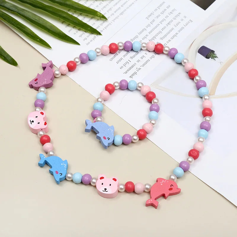 2pcs/Set Clay Beads Necklace Bracelet
