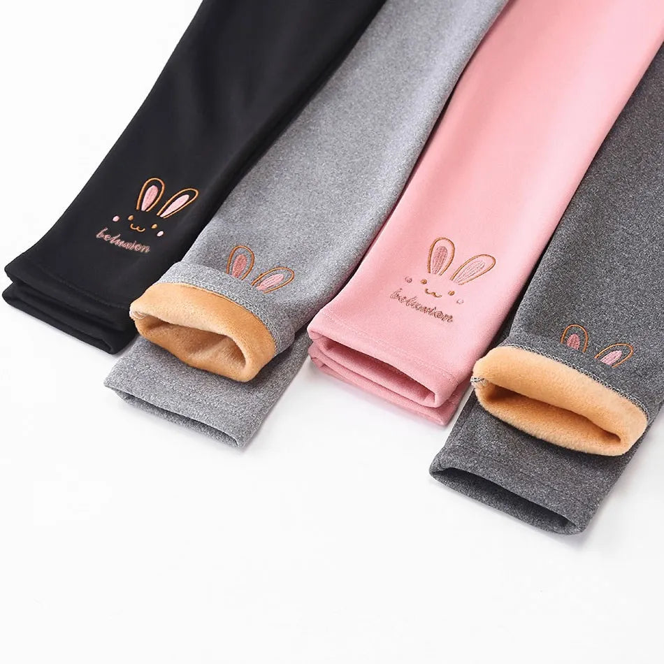 Girl's Thermal Leggings with rabbits print