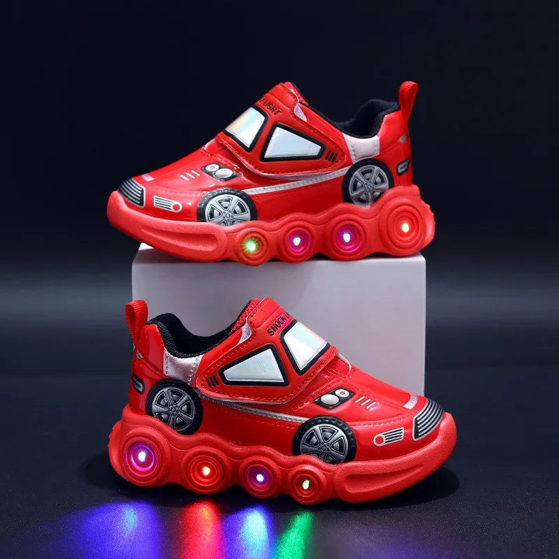 Luminous Kids Race car themed Casual Sneakers
