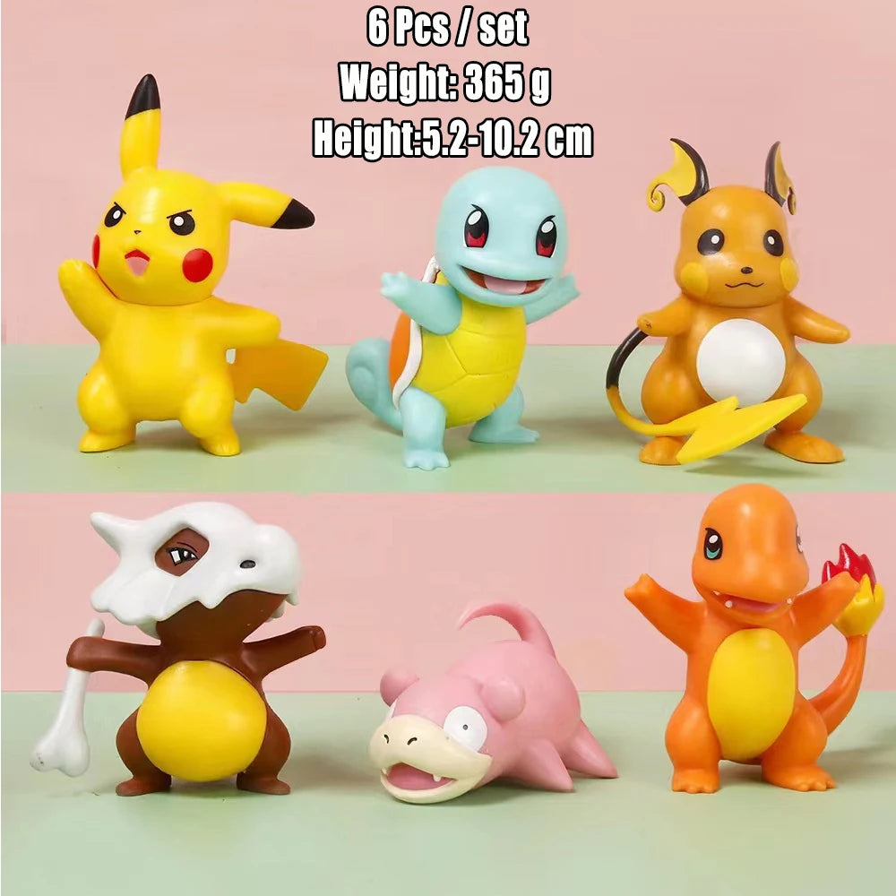 Cute Pokemon Anime Figures Pikachu Toys Model Charmander Psyduck Squirtle Jigglypuff Bulbasaur Kawaii Collect Dolls Kids Gift