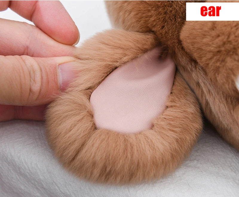 Cute Fluffy Bunny Keychain 100% Natural Rex Rabbit Fur Model Size Real Fur Key Chains Bag Toys Doll Lovely Keyring Pendant