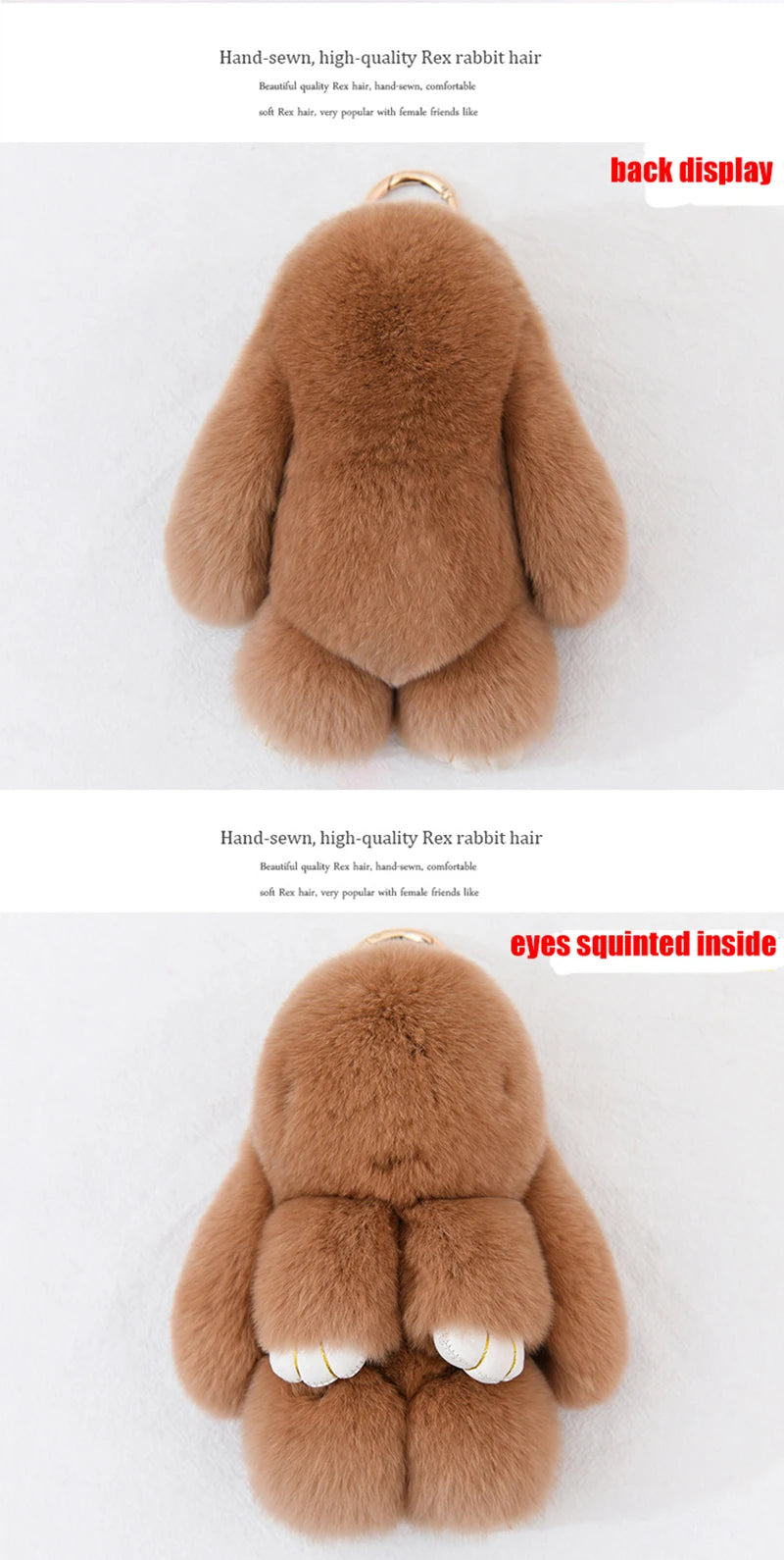Cute Fluffy Bunny Keychain 100% Natural Rex Rabbit Fur Model Size Real Fur Key Chains Bag Toys Doll Lovely Keyring Pendant