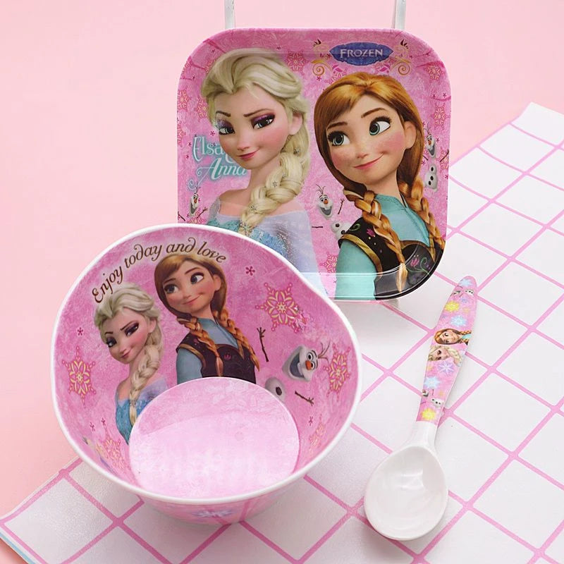 FROZEN MOVIE Elsa Anna Olaf cartoon children's bowl and spoon set personalized creative animation movie anti-fall tableware wholesale
