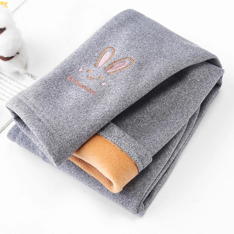 Girl's Thermal Leggings with rabbits print