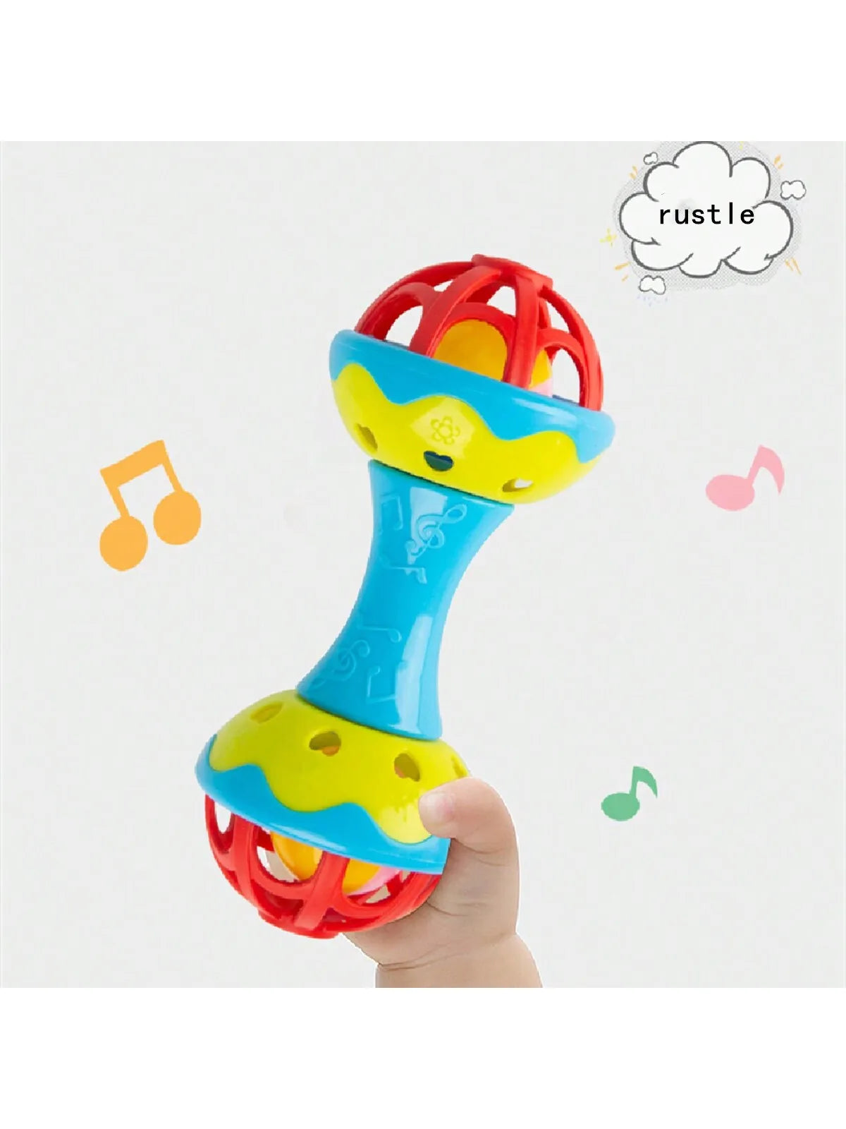1pc random color Toddler Double-headed Hand Rattles Soothing Hand Grip Rattles Toys Baby Rattle Baby Nibbling Toys Baby Toys