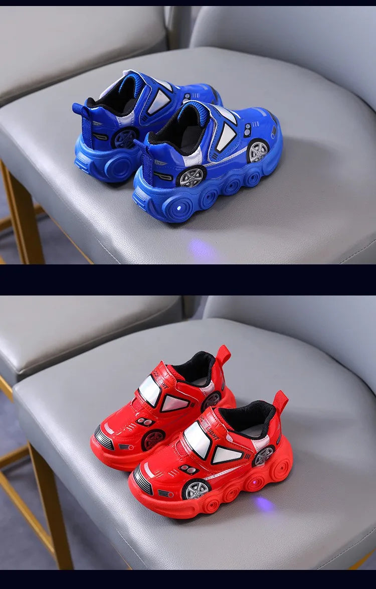 Luminous Kids Race car themed Casual Sneakers