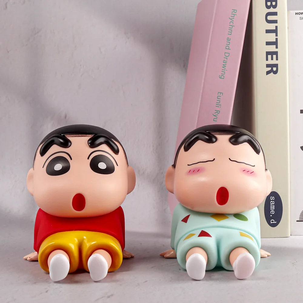 Crayon Shin-Chan Phone Holder Kawaii Anime Desktop Ornaments Cartoon Watching TV Phone Support Cute Doll Decorations toy Gifts