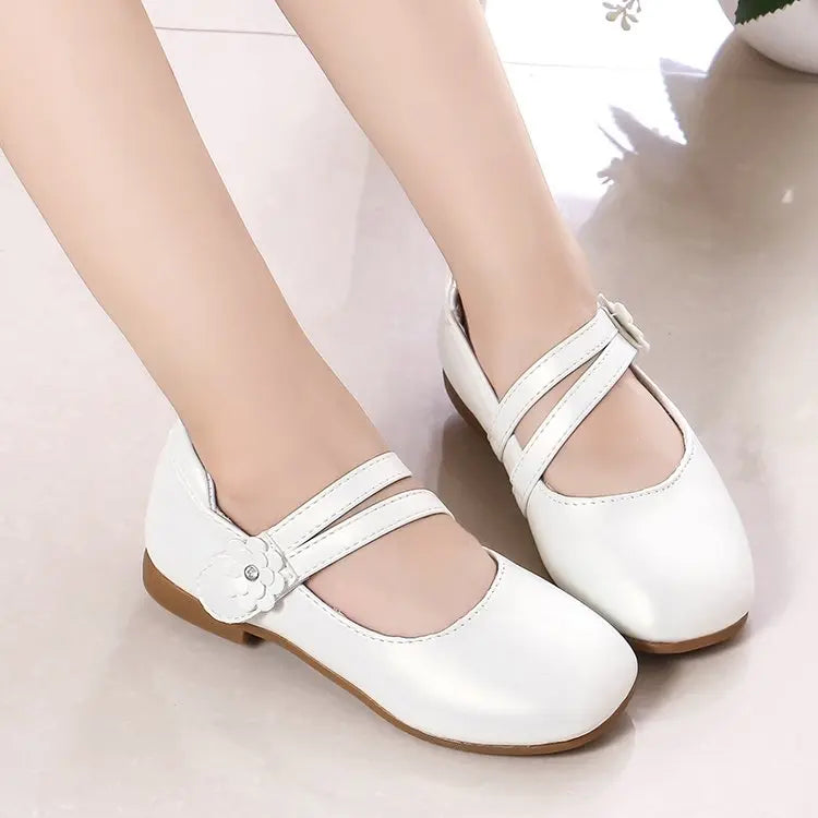 Princess Girls Leather Flat Shoes