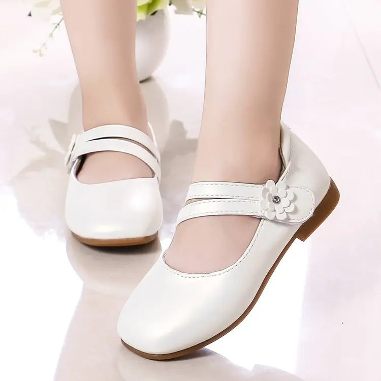 Princess Girls Leather Flat Shoes