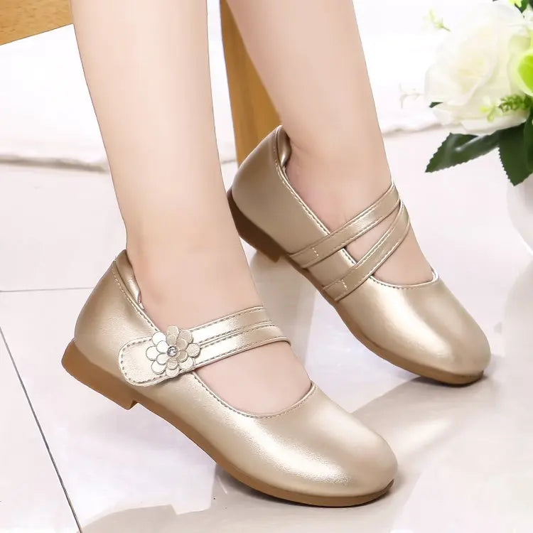 Princess Girls Leather Flat Shoes