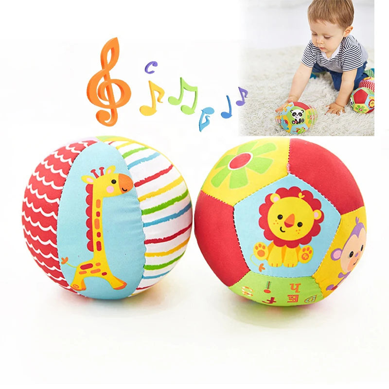 Soft Cloth Rattle Ball Stuffed Baby Play Ball with Bell Cartoon Animals Interactive Toys Educational Toys