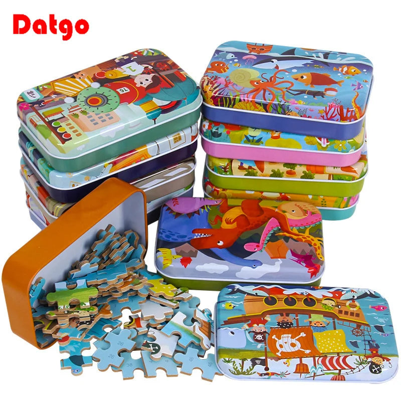 Wooden Cartoon Puzzle Toys for Children