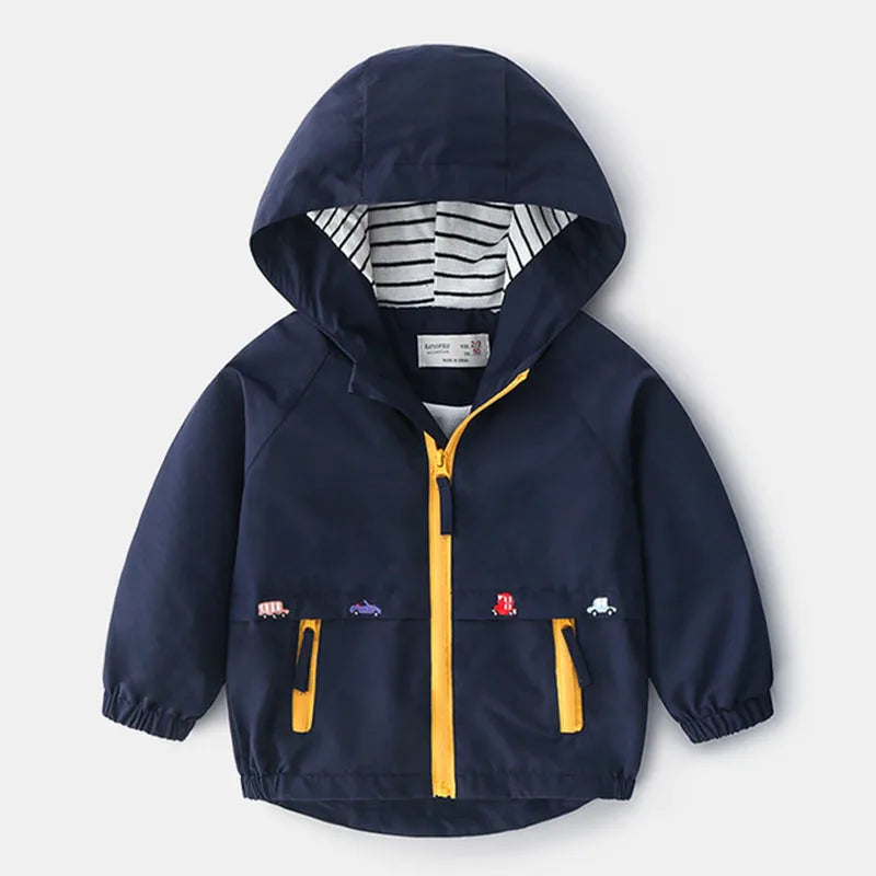 Kid's  Hooded Windbreaker With Pockets