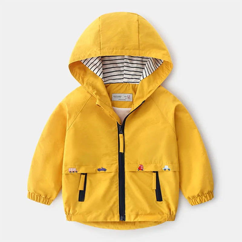 Kid's  Hooded Windbreaker With Pockets