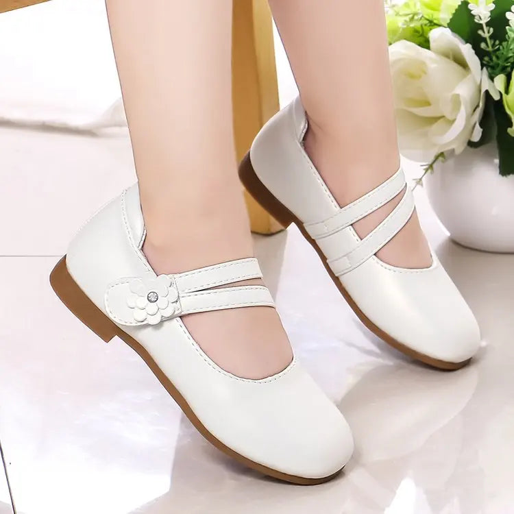 Princess Girls Leather Flat Shoes