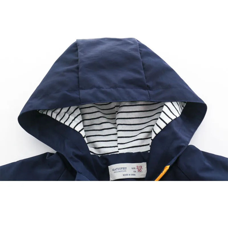 Kid's  Hooded Windbreaker With Pockets