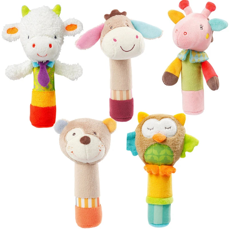 Soft Cloth Rattle Ball Stuffed Baby Play Ball with Bell Cartoon Animals Interactive Toys Educational Toys