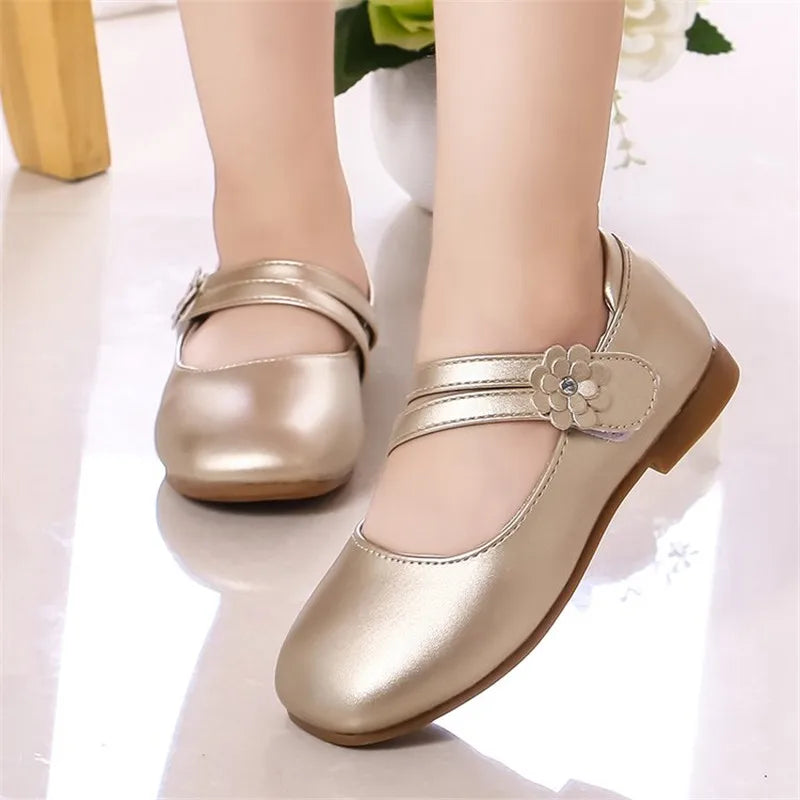 Princess Girls Leather Flat Shoes