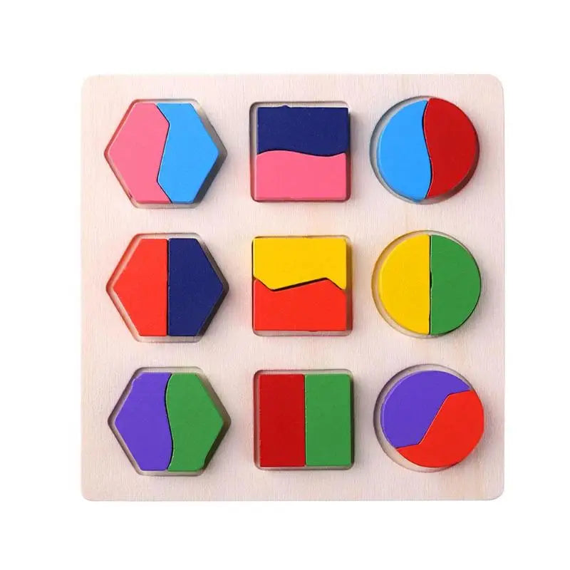 Wooden Geometric Shapes Montessori Sorting Puzzles