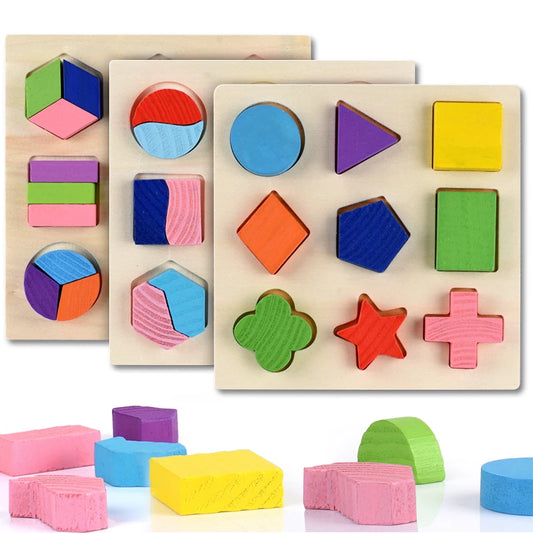 Wooden Geometric Shapes Montessori Sorting Puzzles